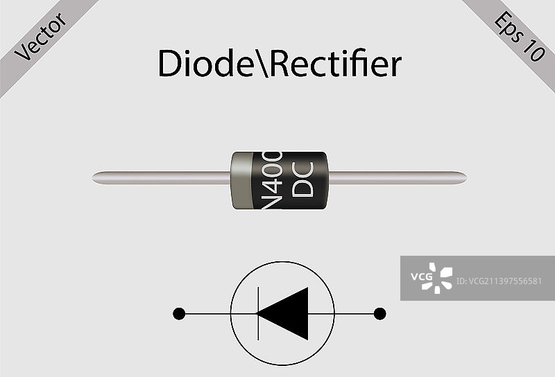 二极管半导体器件及其符号图片素材