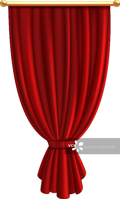 红色奢华窗帘系带逼真面料图片素材