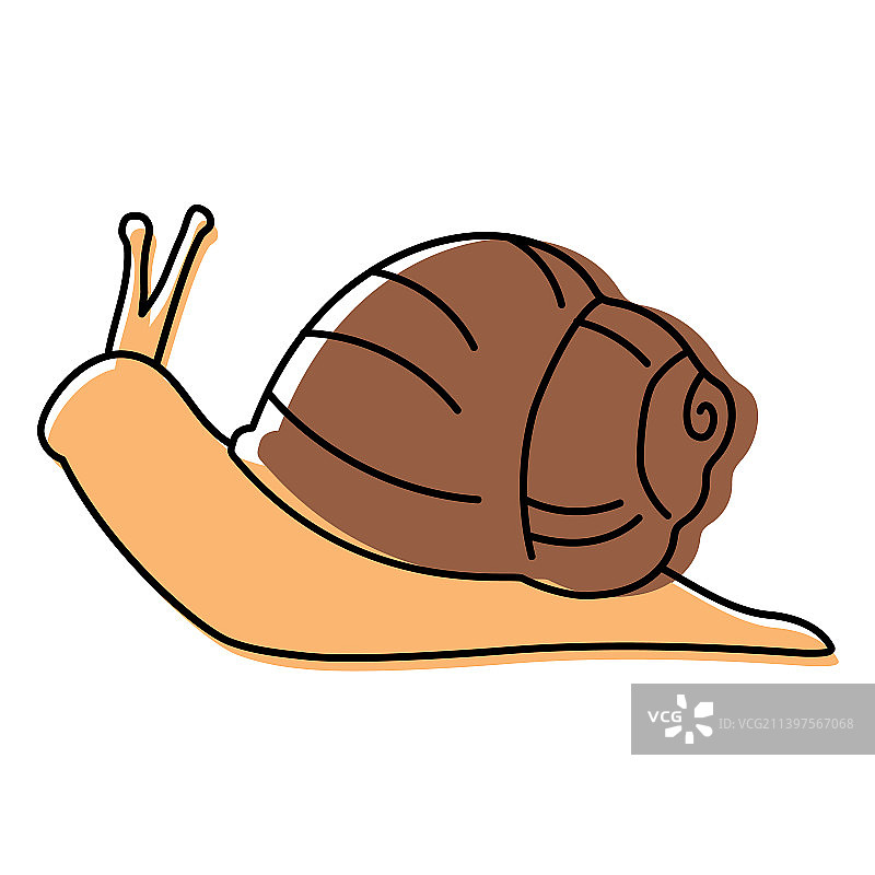 彩色笔触下的蜗牛图片素材