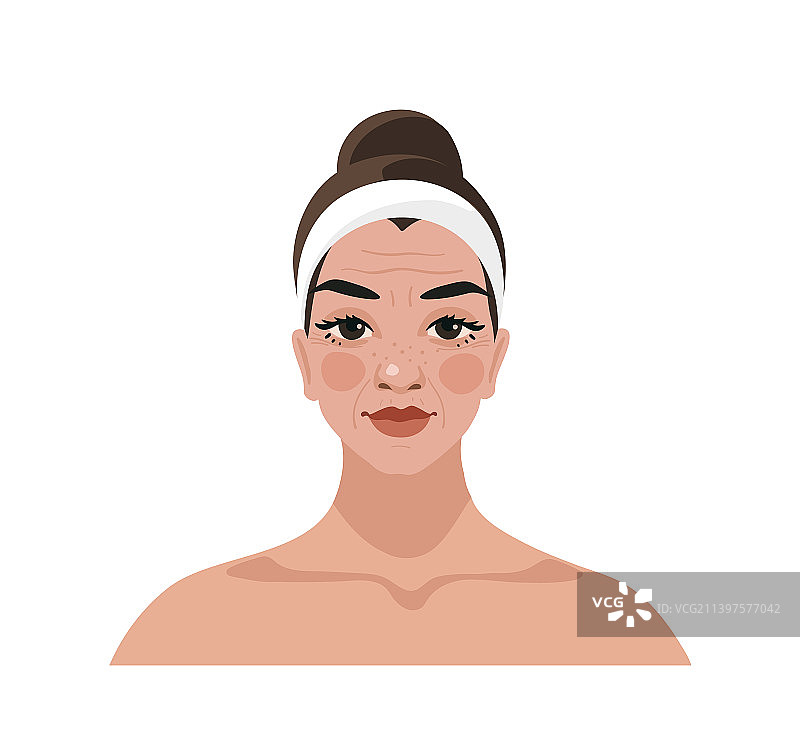 有年龄变化的中年妇女扁平卡通图片素材