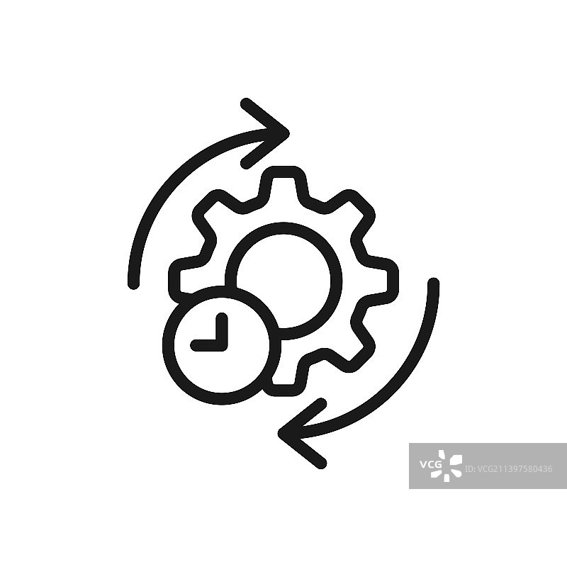 敏捷过程线性图标齿轮和箭头图片素材