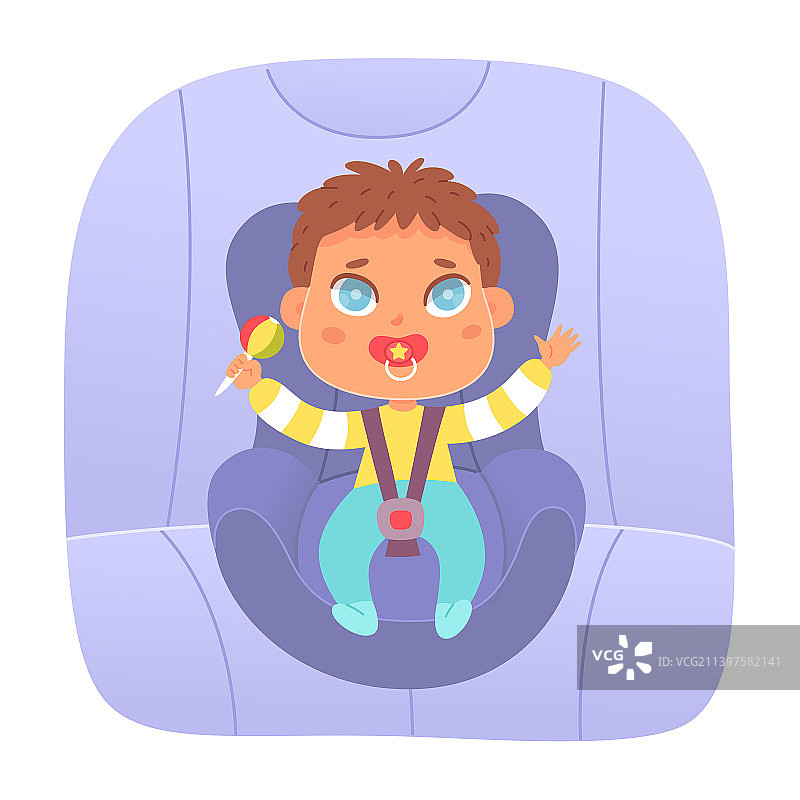 婴儿在后座的公路旅行图片素材