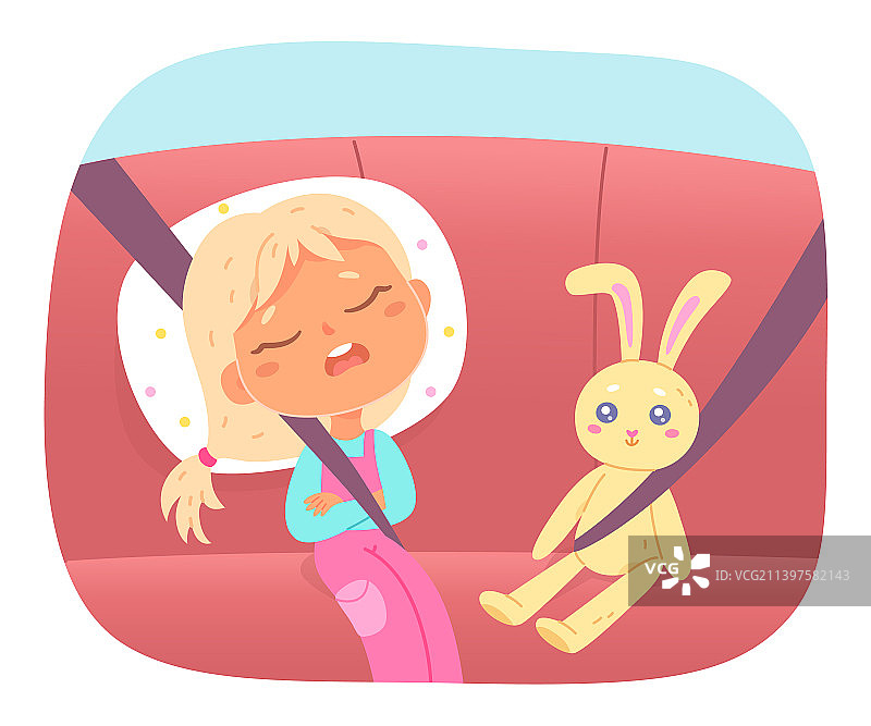 可爱女孩公路旅行睡觉图片素材