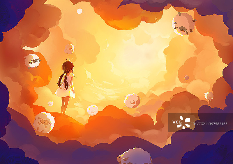 小羊的梦境幻想图片素材