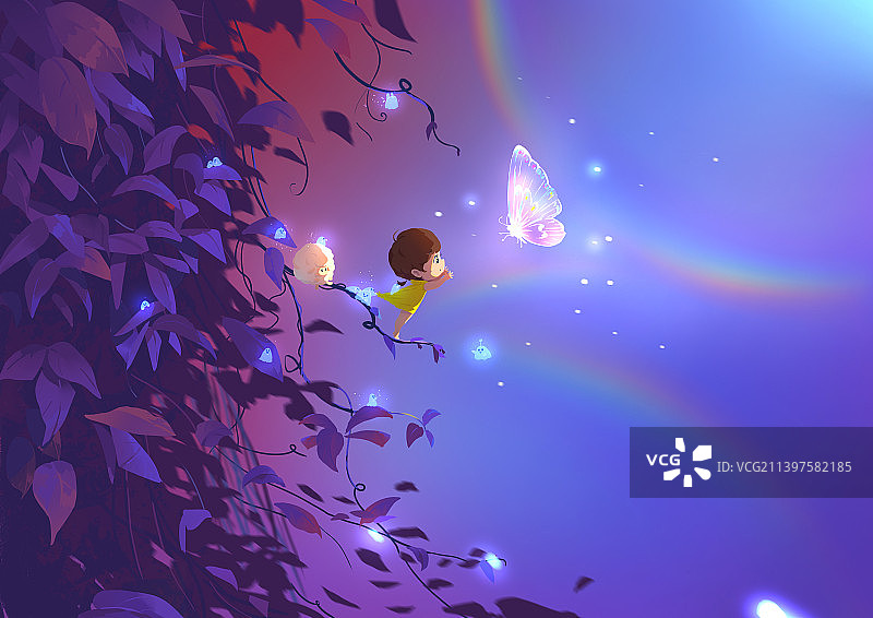 梦幻蝴蝶森林图片素材