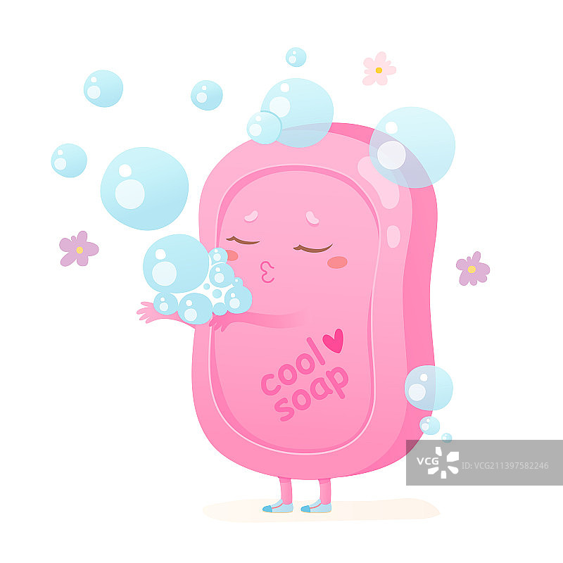 可爱的粉色肥皂卡通人物表情符号图片素材