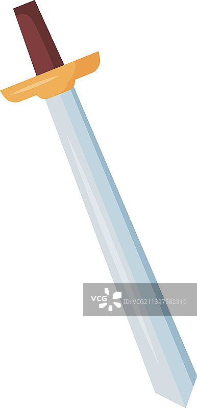 正义女神的剑半扁平颜色对象图片素材