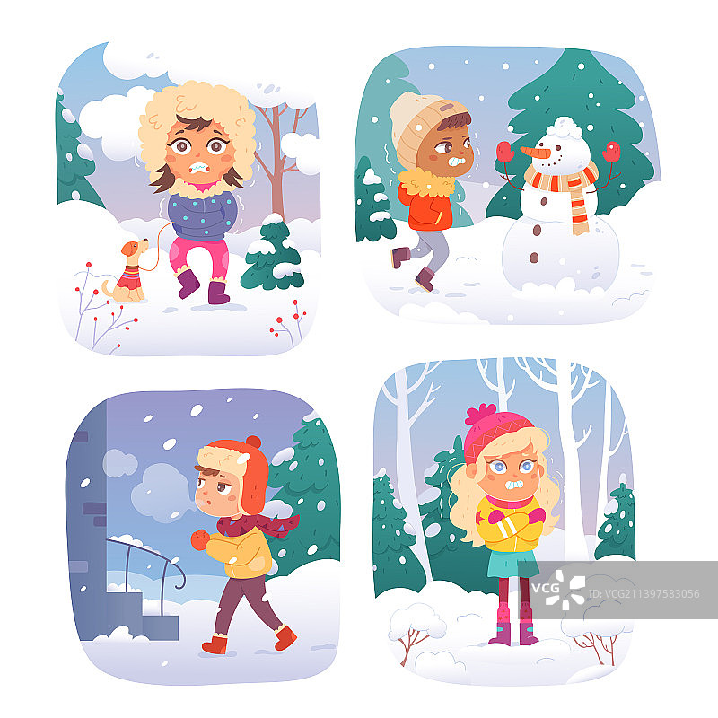 寒冷冬季儿童保暖套装图片素材