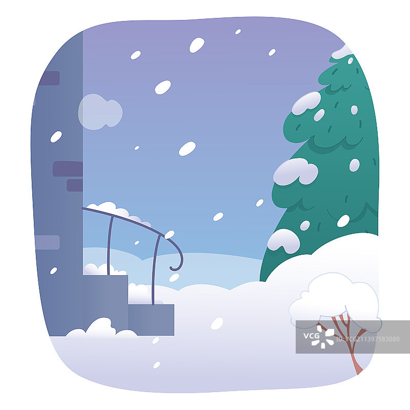 寒冷冬季的房屋入口图片素材