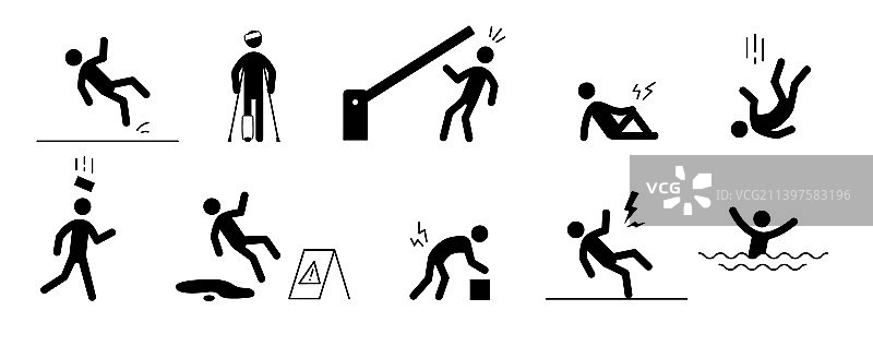 事故示意图：人员滑倒受伤图片素材