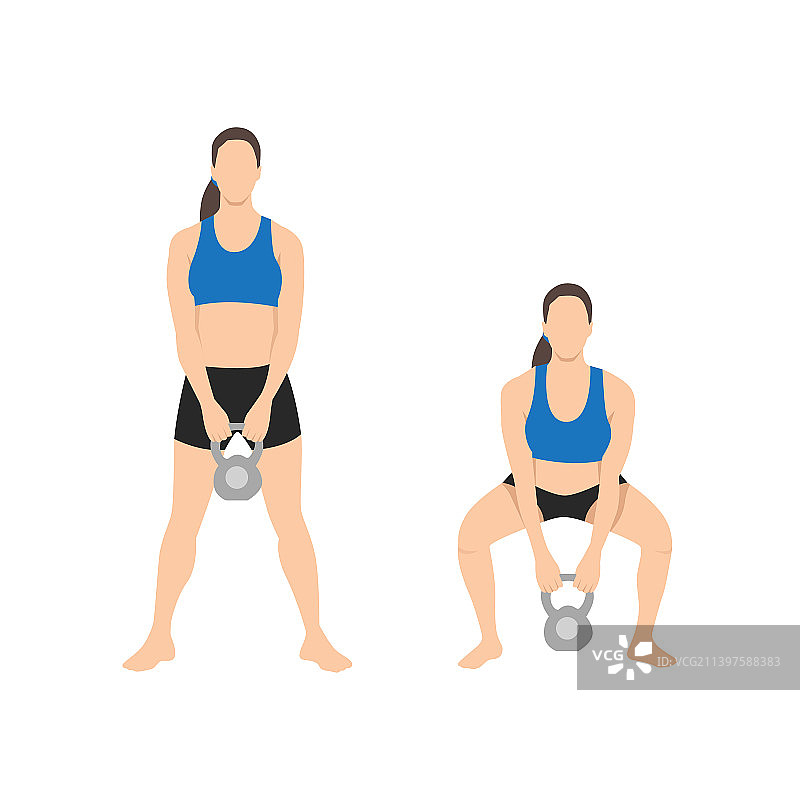 女人做相扑杠铃硬拉练习图片素材