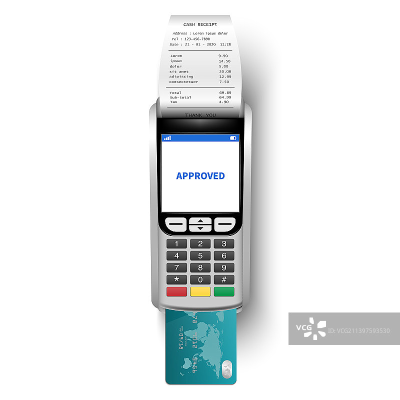 带收据的支付终端机图片素材