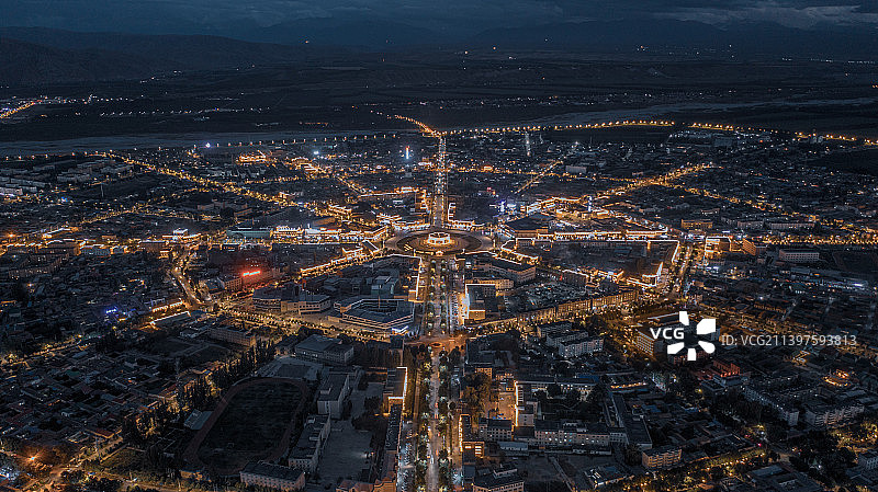 夜晚灯光八卦城图片素材
