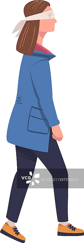 蒙着眼睛跟随的女人图片素材
