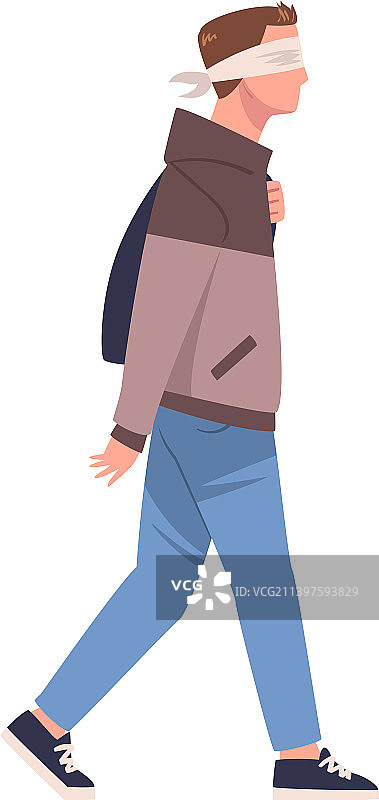 男人角色蒙着眼睛跟随某人图片素材