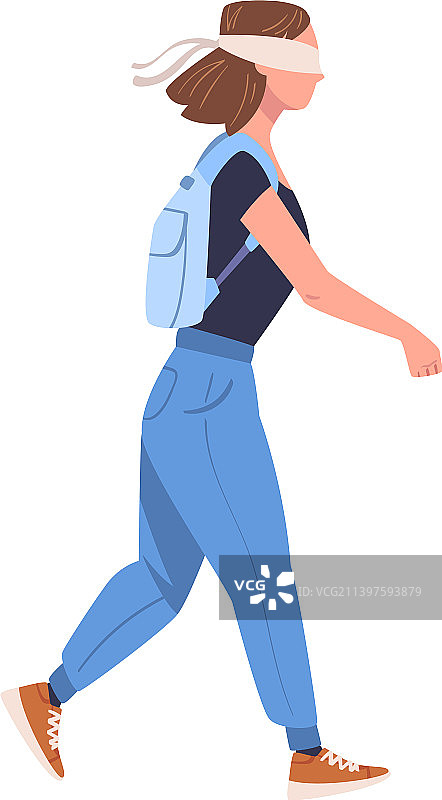 戴着眼罩的背包女人图片素材