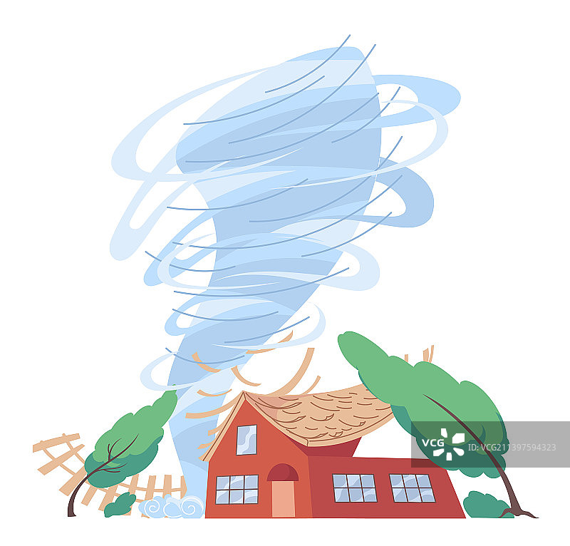 龙卷风掀翻房屋顶棚图片素材