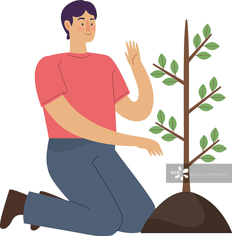 生态学家植树图片素材