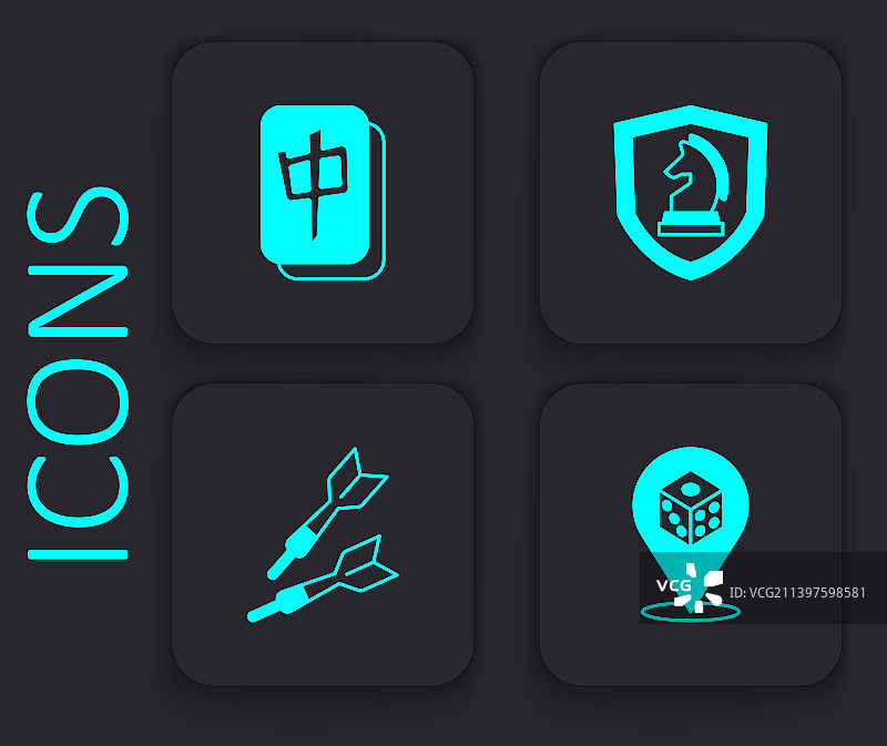 游戏骰子、麻将、象棋和飞镖图片素材