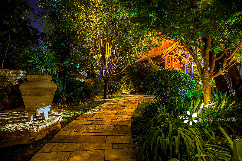 夜晚宁静的小路图片素材