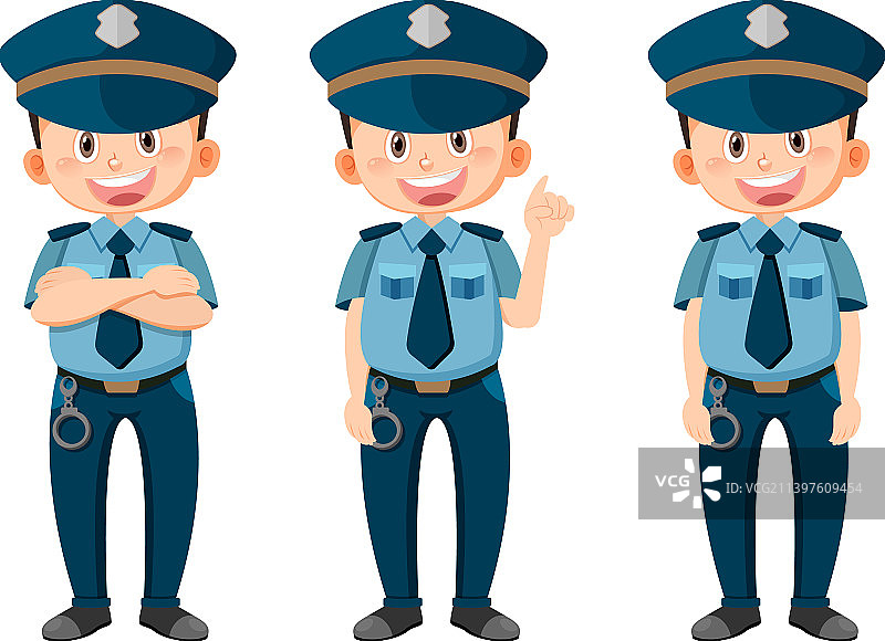 卡通警察形象组合图片素材