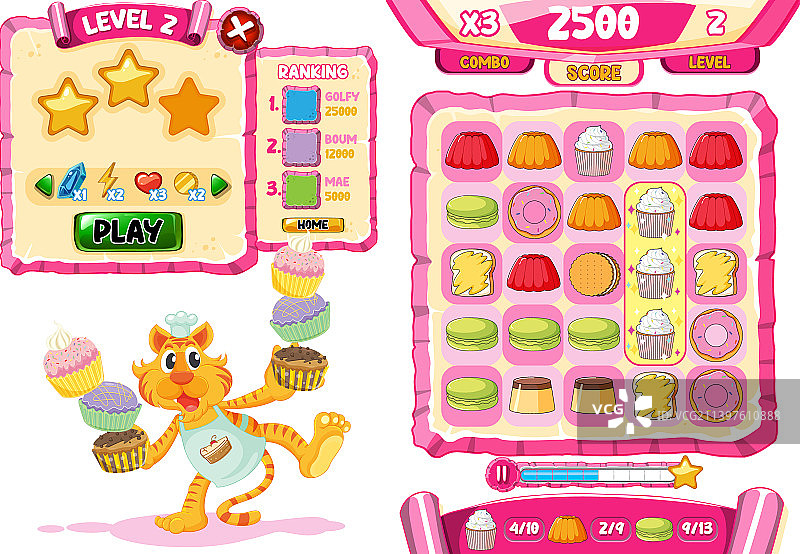 带有元素的游戏背景模板图片素材