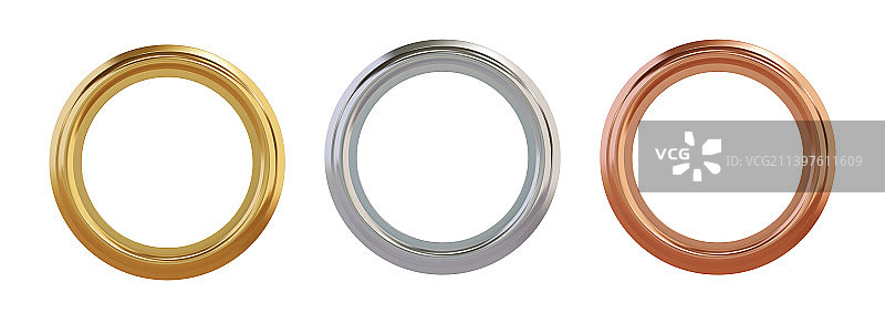 金色、银色和黄铜金属索环圈套装图片素材
