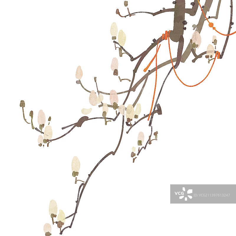 中国风12月唯美意境插画图片素材