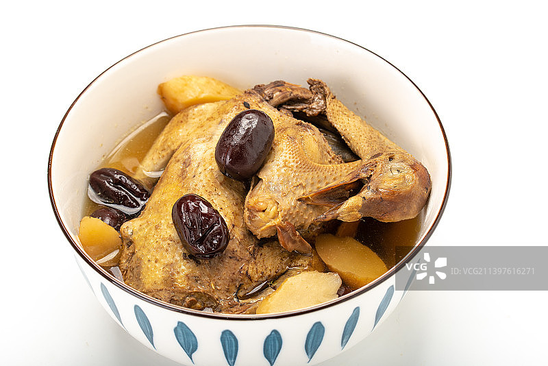 白背景的炖乳鸽美食图片素材