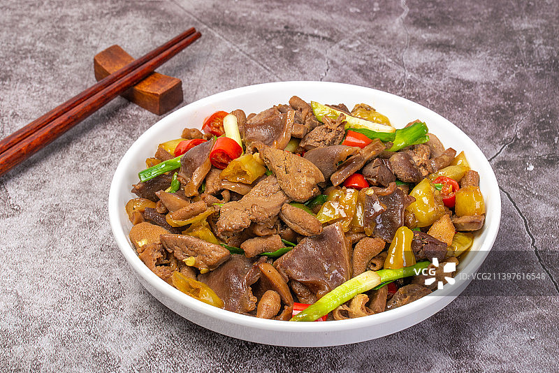 炒鸡杂家常菜图片素材