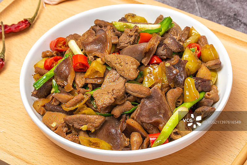 炒鸡杂家常菜图片素材