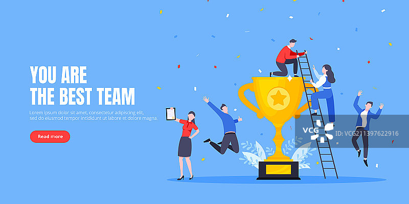 快乐的商务员工团队获奖图片素材