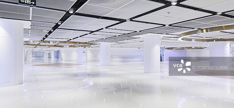 白色简约未来感设计大厅展厅图片素材