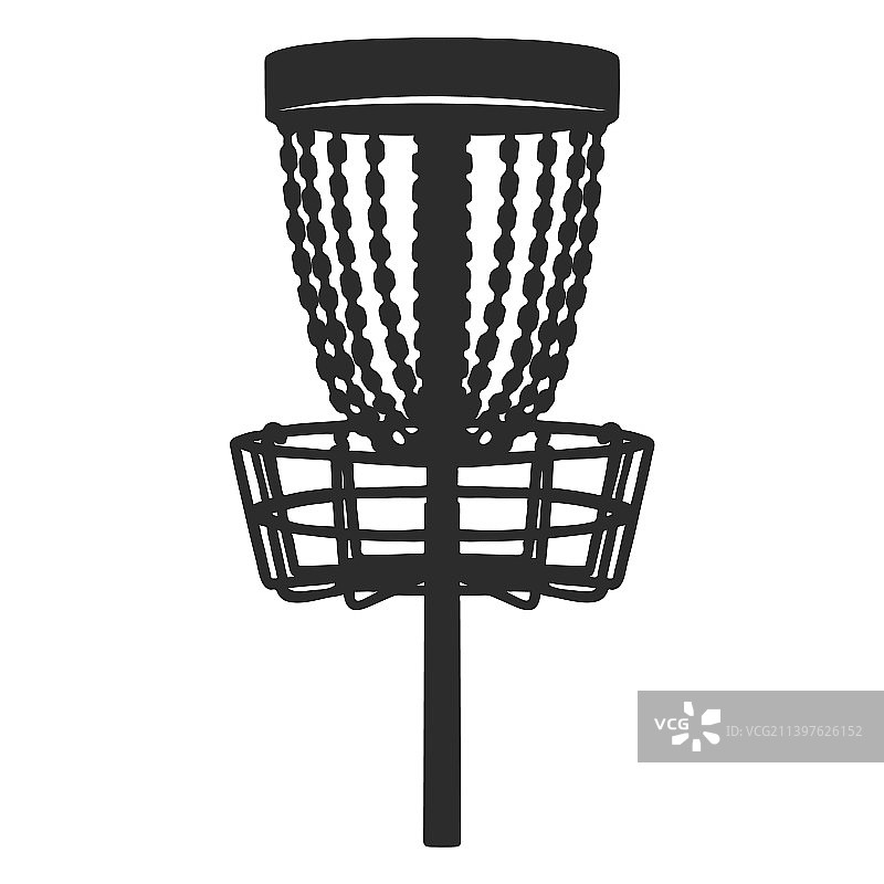 高品质飞盘高尔夫球篮剪影图片素材