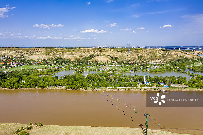 黄河和神泉生态旅游景区航拍自然风光图片素材
