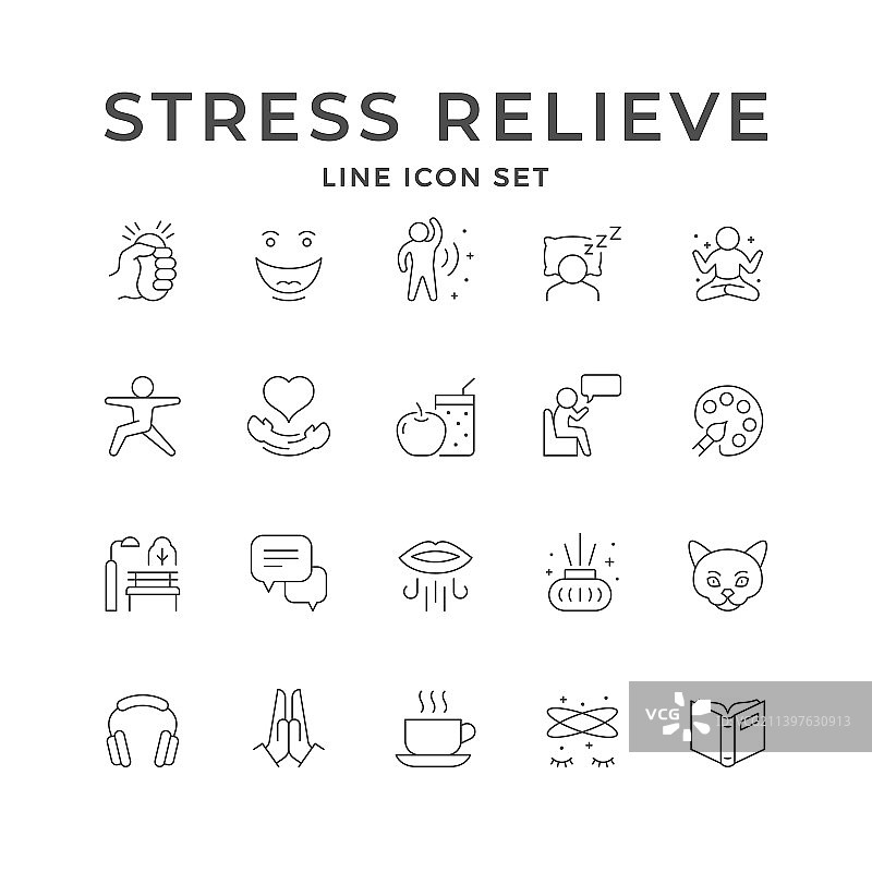 缓解压力线性图标合集图片素材