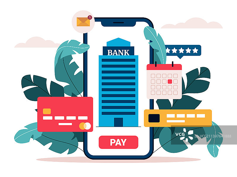 智能手机上的在线银行图片素材