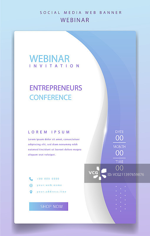 蓝紫色粉彩波浪banner图片素材