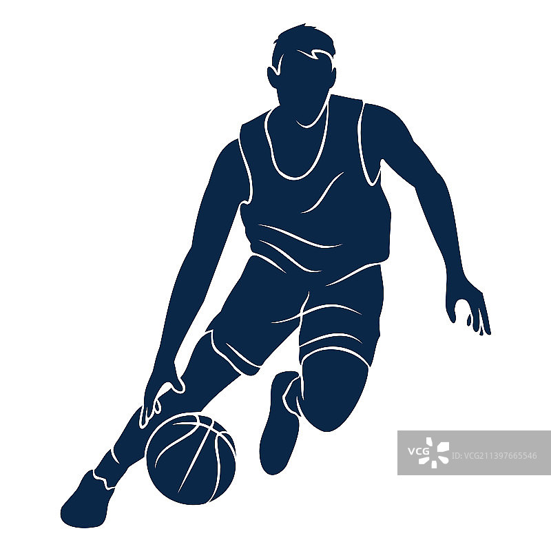 篮球运动员运球剪影图片素材