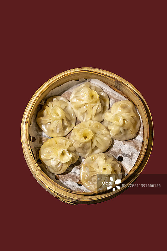 浙江绍兴鲁迅故里步行街咸亨酒店小吃：绍兴小笼包图片素材