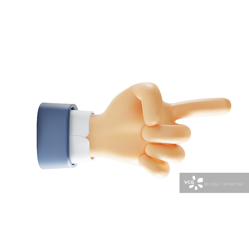 3D手势计数一个橡皮泥卡通风格图片素材