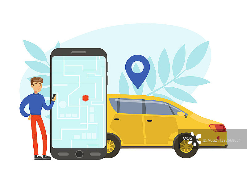 使用手机租车的年轻人图片素材