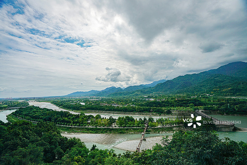 四川成都都江堰全景照图片素材