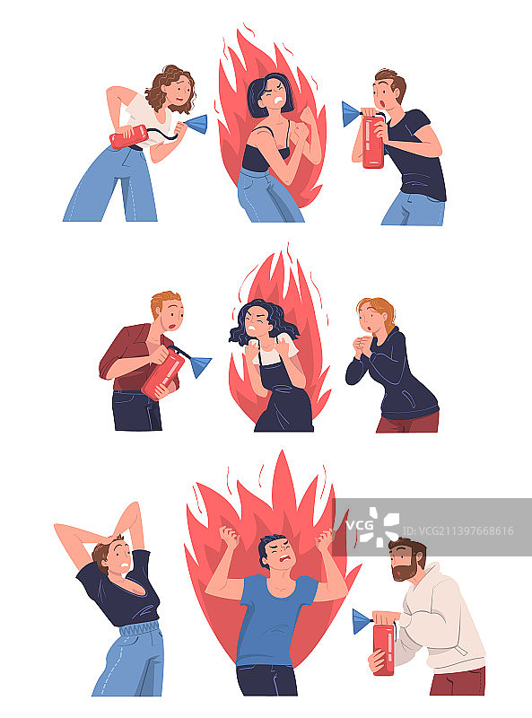 人们扑灭愤怒火焰图片素材