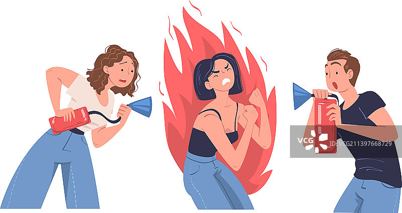 女人扑灭燃烧的愤怒图片素材