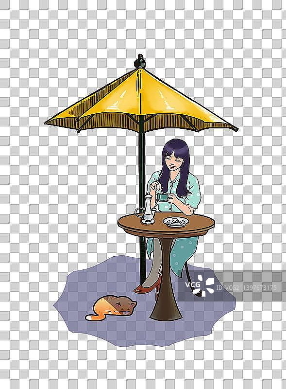 少女喝咖啡图片素材