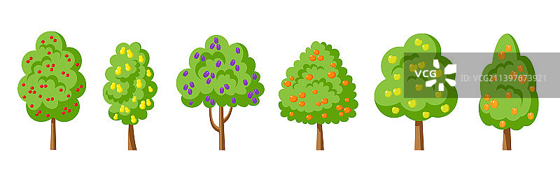 樱桃苹果梨橙子李子桃杏树图片素材