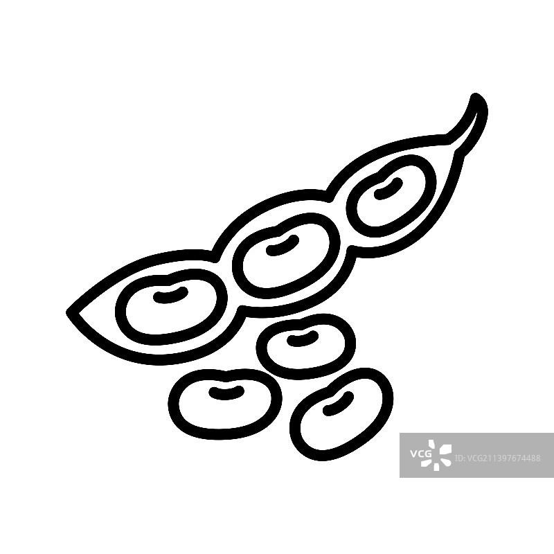 白色有机大豆轮廓图标图片素材