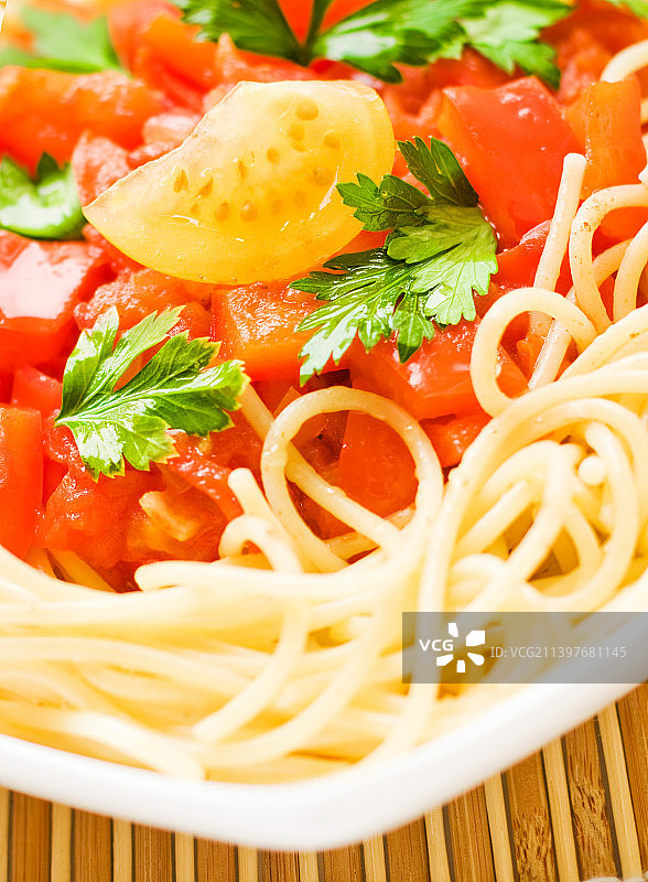 意式番茄酱意大利面食谱图片素材