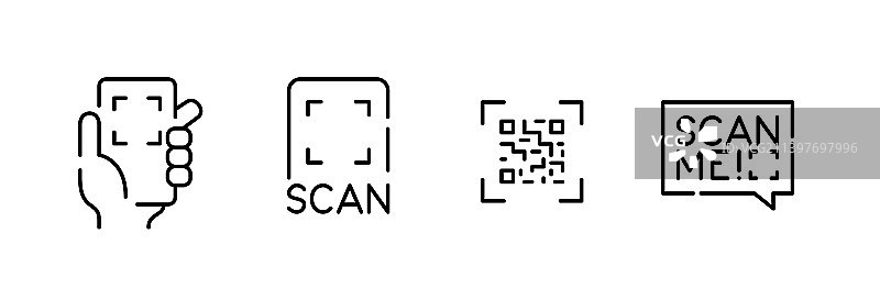 智能手机扫描二维码像素图片素材